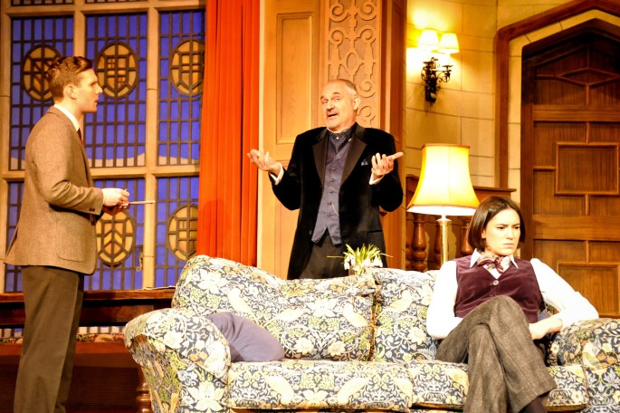 Lewis Collier (Sgt Trotter), Gregory Cox (Mr Paravicini) and Amy Dowham (Miss Casewell) in The Mousetrap. Credit Liza Maria Dawson (10).jpg